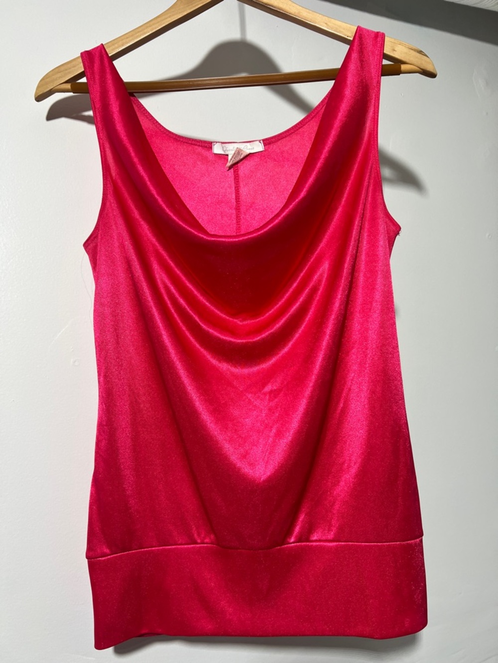 Charlotte Russe Satin Cowl Neck Tank - Hot Pink